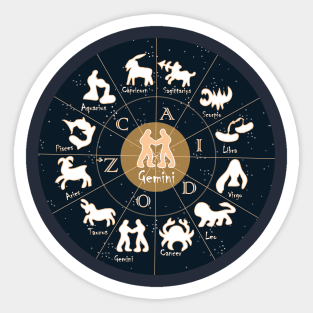 Gemini, Zodiac, Astrology, Horoscope, Stars, Sun-and-moon. Birthday, Valentines-day, Holidays, Sticker